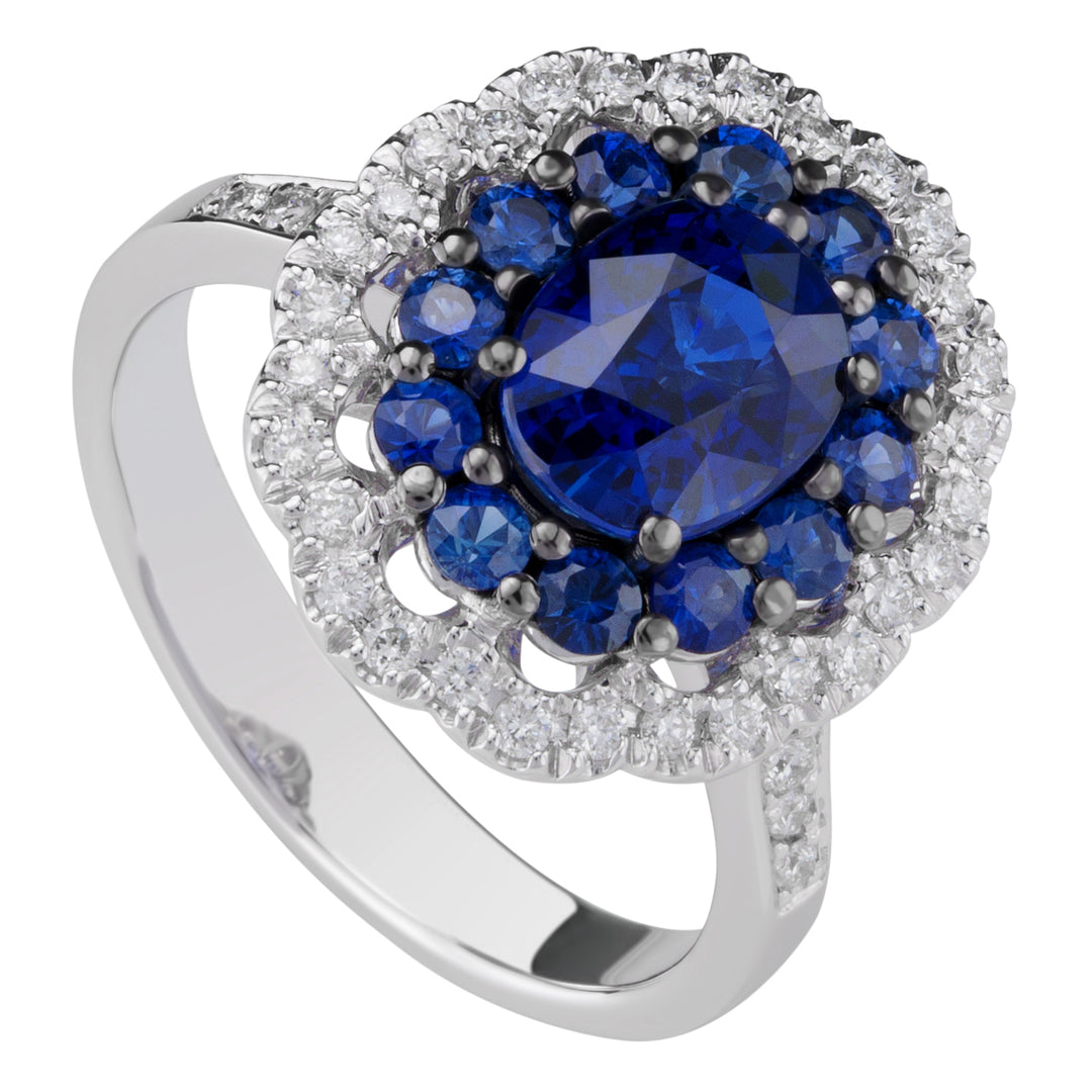 Bague saphir ovale Golay 8x6 saphir double contour+diam ACLC051ZBDI-21193110122