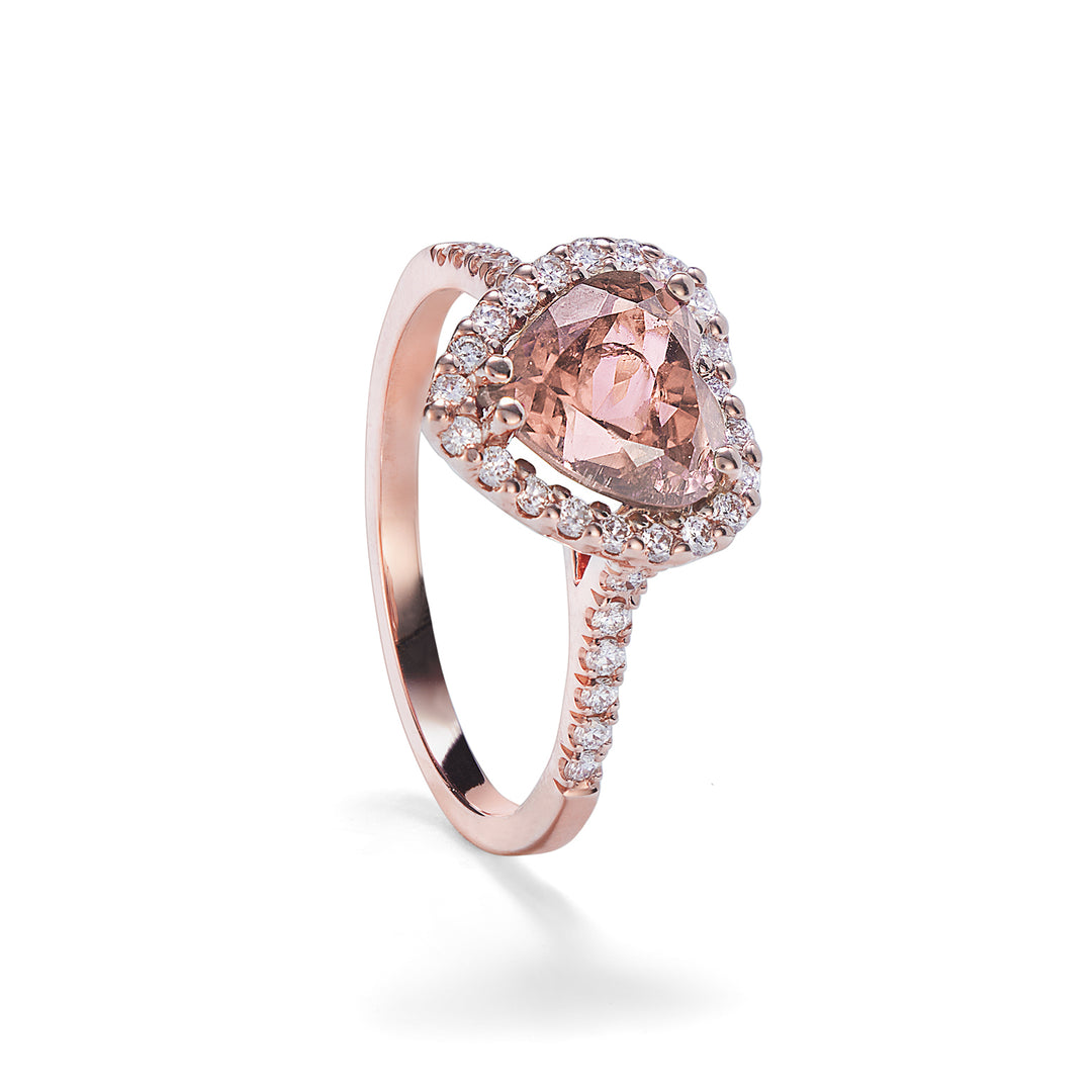 World Diamond Group anello sottile diamanti e morganite 7x7 a cuore ACLC061DIMO2-24064110067