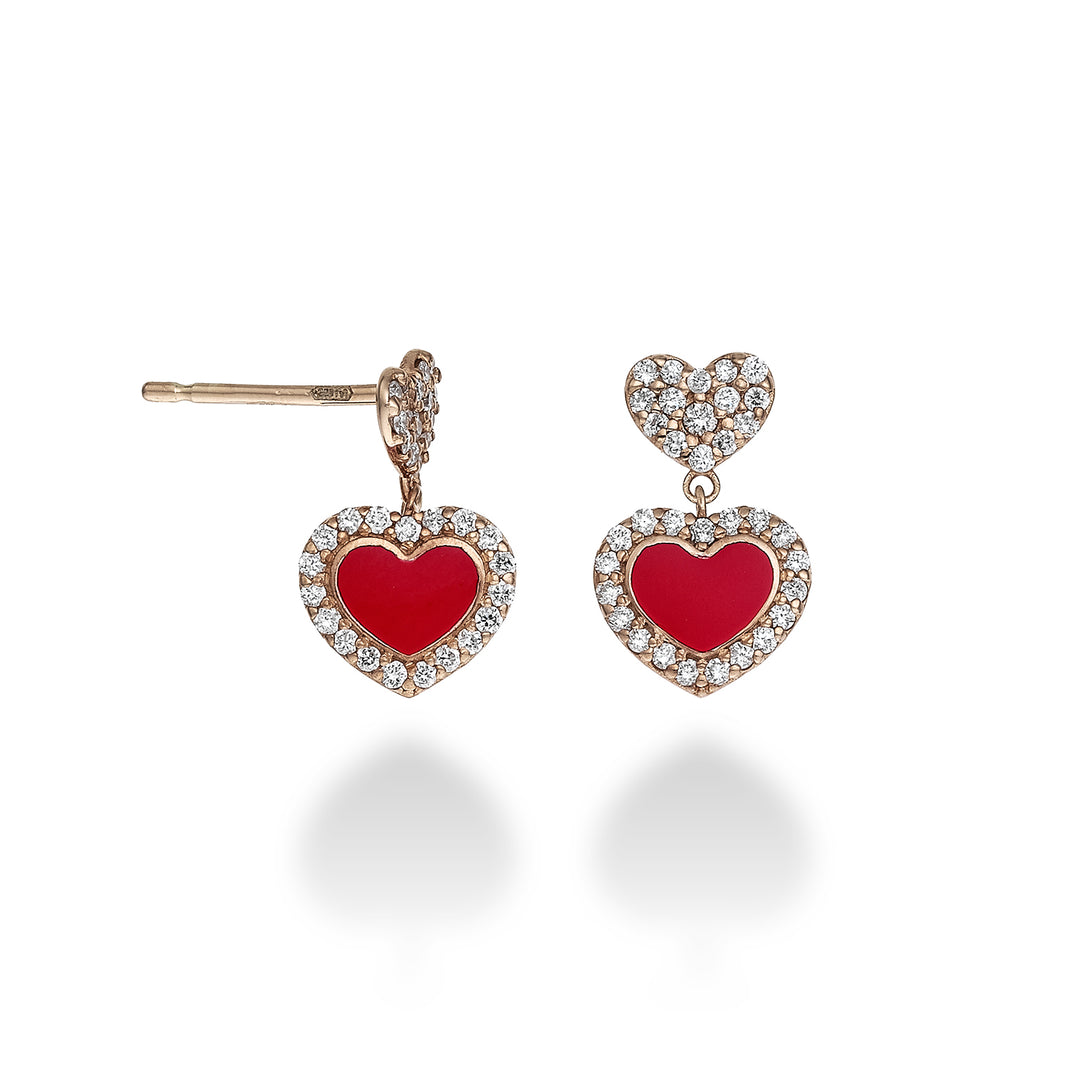 Mikiko or 9k ct.0.32 red double enamel heart MO5058R3BR032