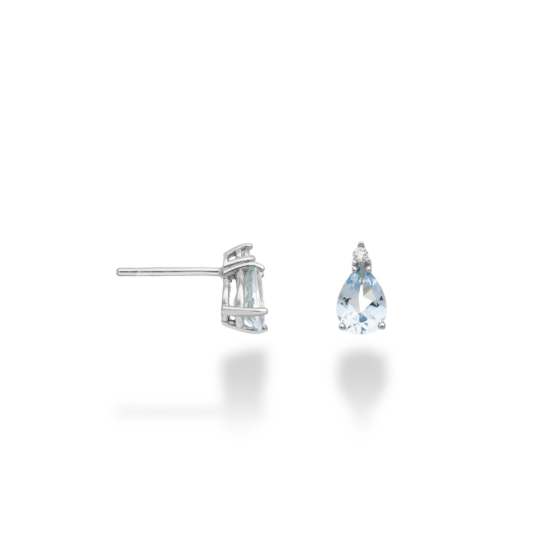 Nihama o gota de aguamarina de 9k 7x5 y diamante NO5169R4AM