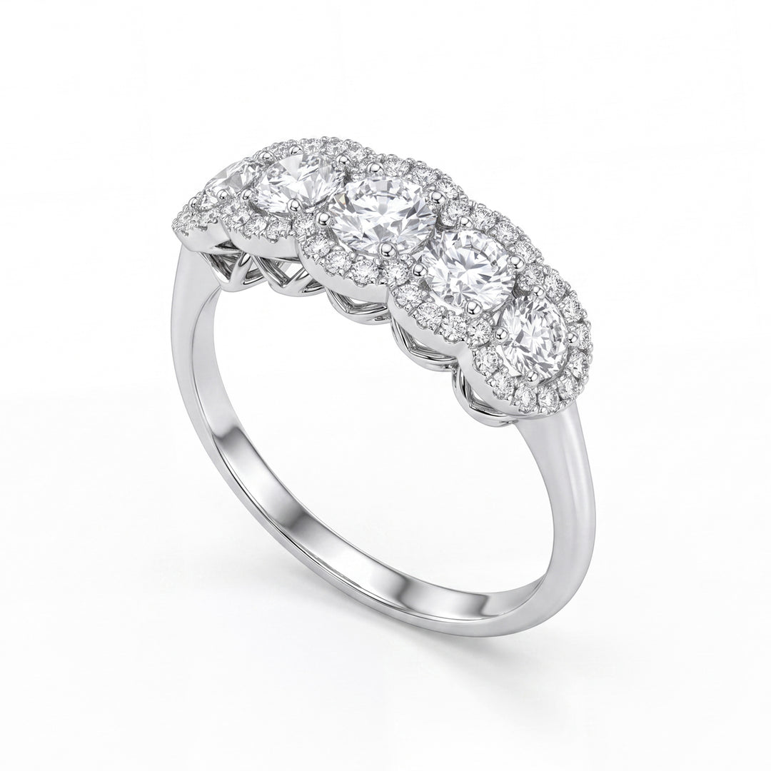 X-Diamond an 18kt riviera cinque pietre scalare lab g.d. tot ct 1,00, cen. ct 0,25, ct 0,17x2 e ct 0,12x2 contorno condiviso ct 0,17 LXDAR5S877O4BI100