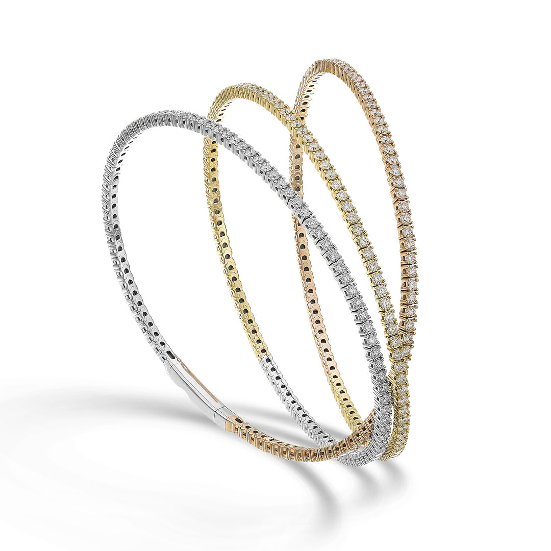 Golay br 18k tennis flex 3 tours diam. Or jaune/rose/blanc 4,66 ct 16,5 cm GBFLEX004DIO7