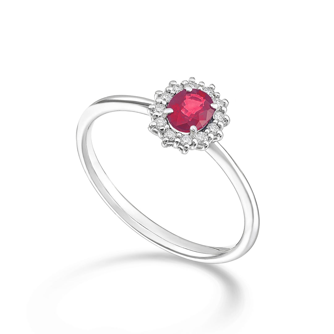 Nihama un rubí ovalado de 18k 5x4 ct.0,40 diam. 0,10 quilates NA5167O4RBC