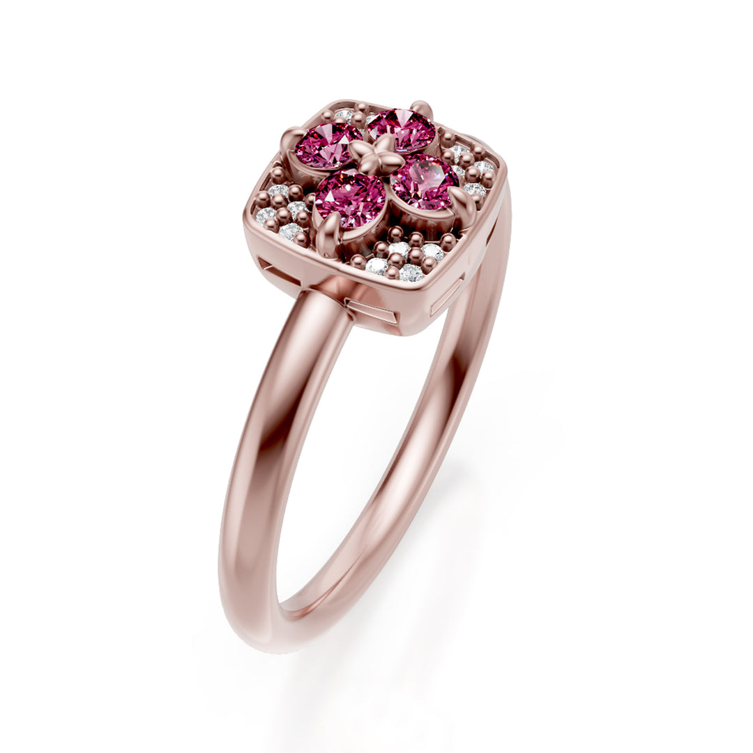 Anillo Golay flor pavimentada z.rosa +diam pequeño rosa AMPFI01DIZP74PR-23314110049