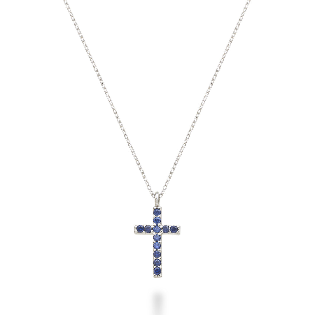 Nihama cl 18k cross size 2 (1.0 cm) white gold with sapphires 0.07 ct NDCRO2O4ZFR