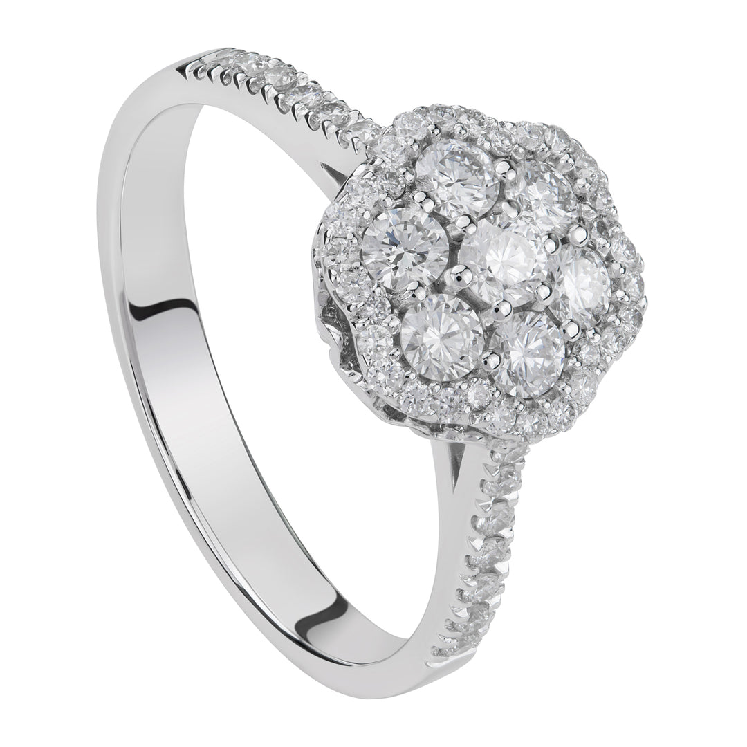 Golay anello fiore multipietra diam bianchi pave&