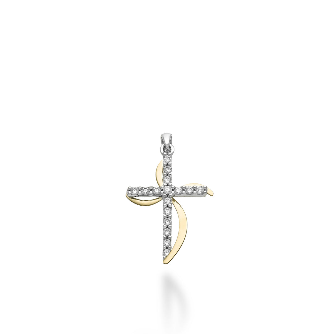 Mikiko pe 18k 0,15 ct croix en or blanc/jaune 1,7 cm MP5023O7BR015