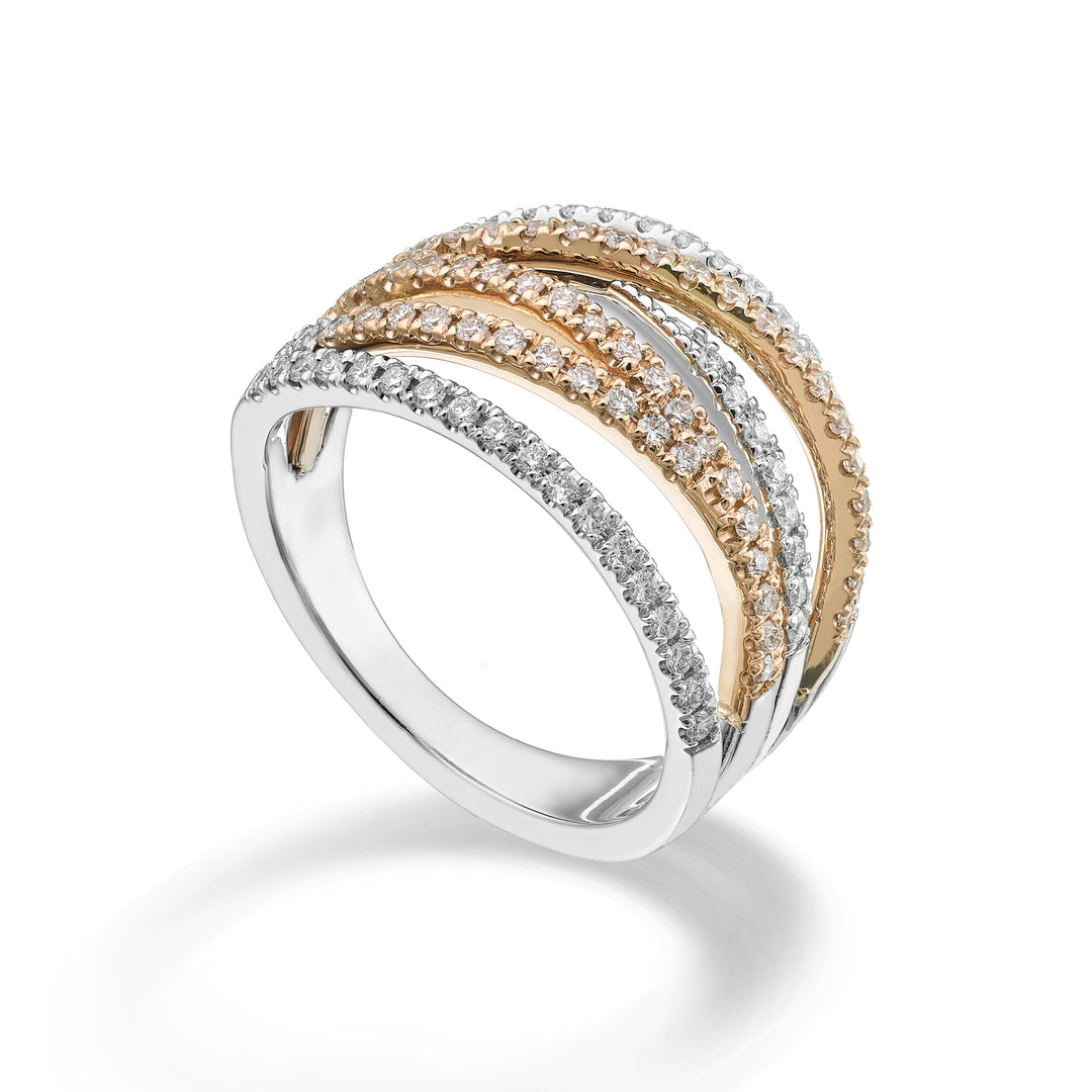 Bague diamant Golay sertie six rangs bicolore AMF7954DBR-25353110014