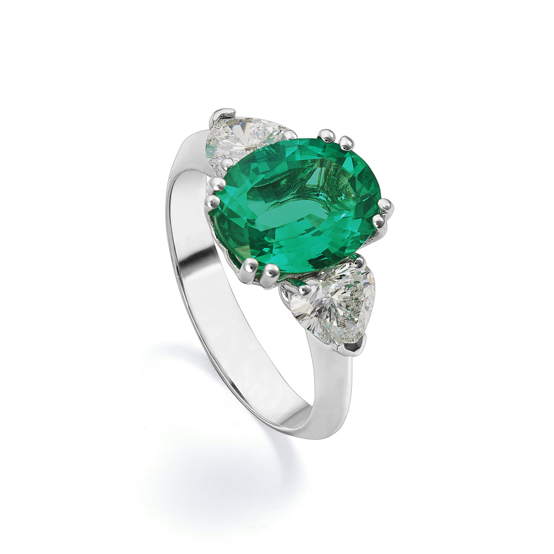 X-Diamond an 18kt lab g.d.cuore ct.tot 0,90 smeraldo lab 9x11 ct.2,57 LXDACL098DS750