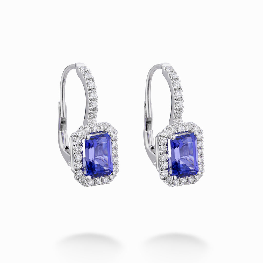Pendientes golay tanzanita oct 8x6, diamantes y palanca OCL072DITZ4M-23178110052