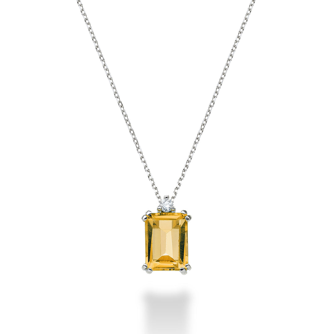 Mikiko cl 18k octagonal citrine 8x6 ct.1,30 diam. ct.0,03 MPCL090DICITR3O4