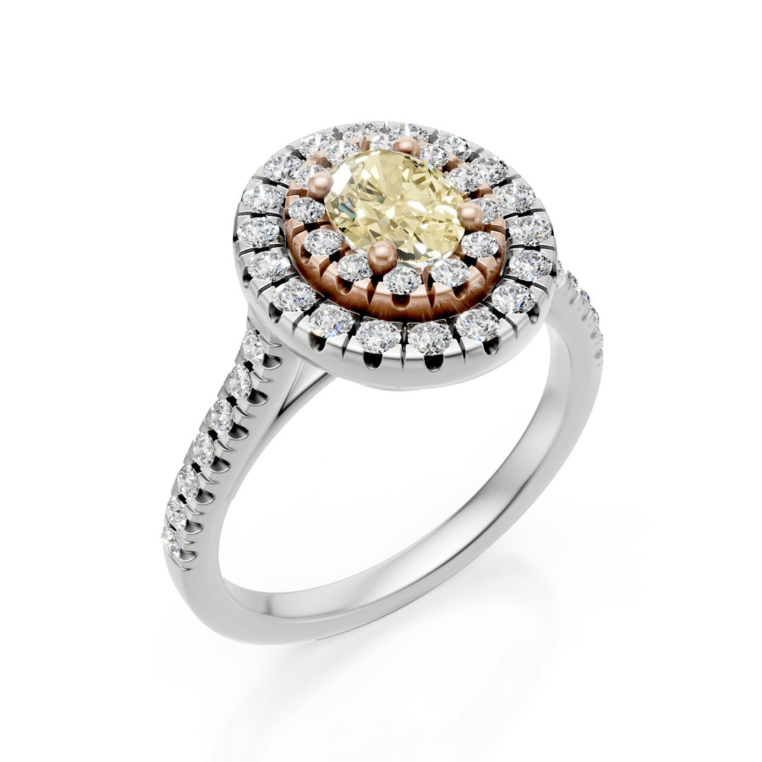 Bague ovale fantaisie Golay 6x4 double contour bicolore ACLC735DFY64RB-25199110128