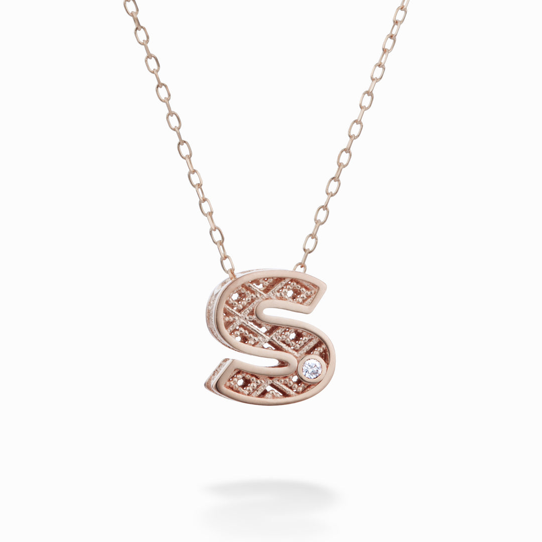 Mikiko cl 18k letter s rose gold diam. ct.0,01 MDLETSO3
