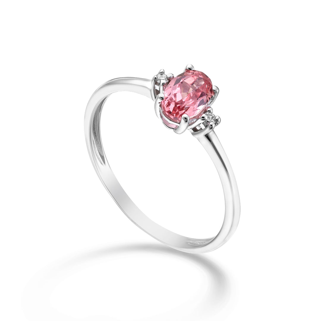 Nihama un zafiro rosa ovalado de 18k 6x4 ct.0,60 diam. ct.0,02 NA5072O4ZFRP