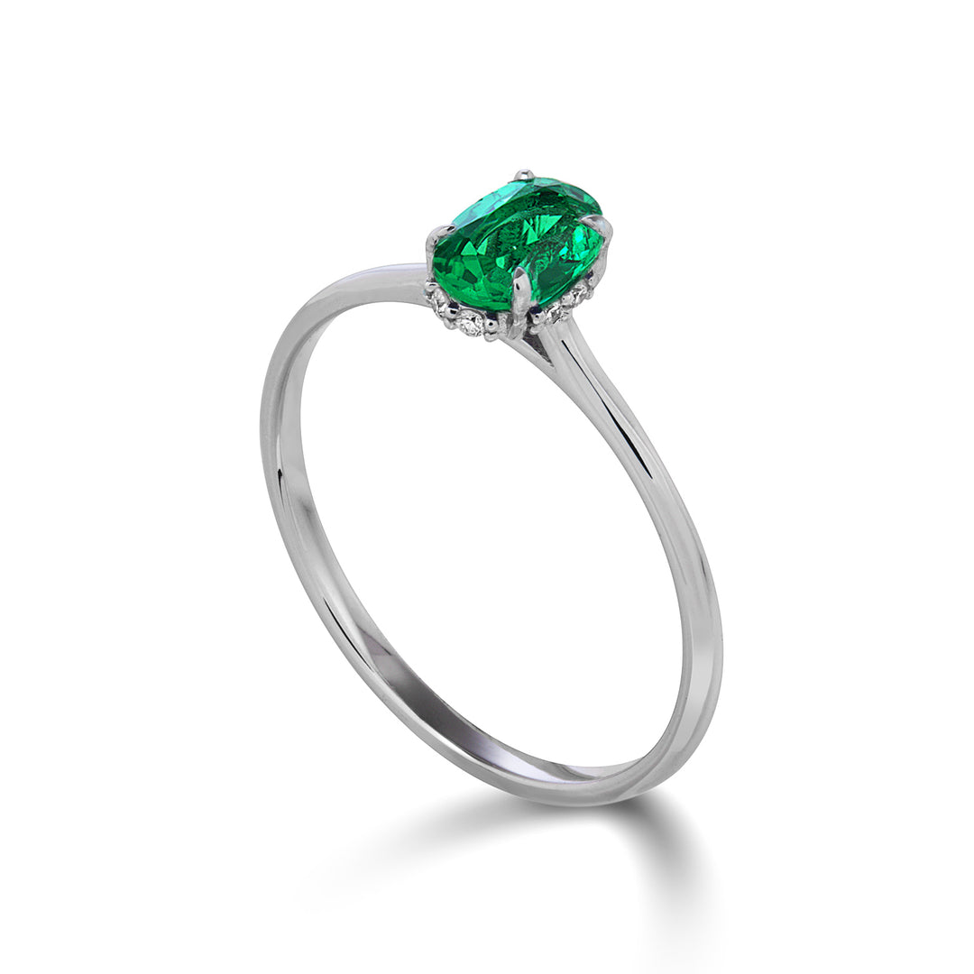 Mikiko an 18k emerald n. oval 5x4 update set with diamonds MA5218O4SMN030