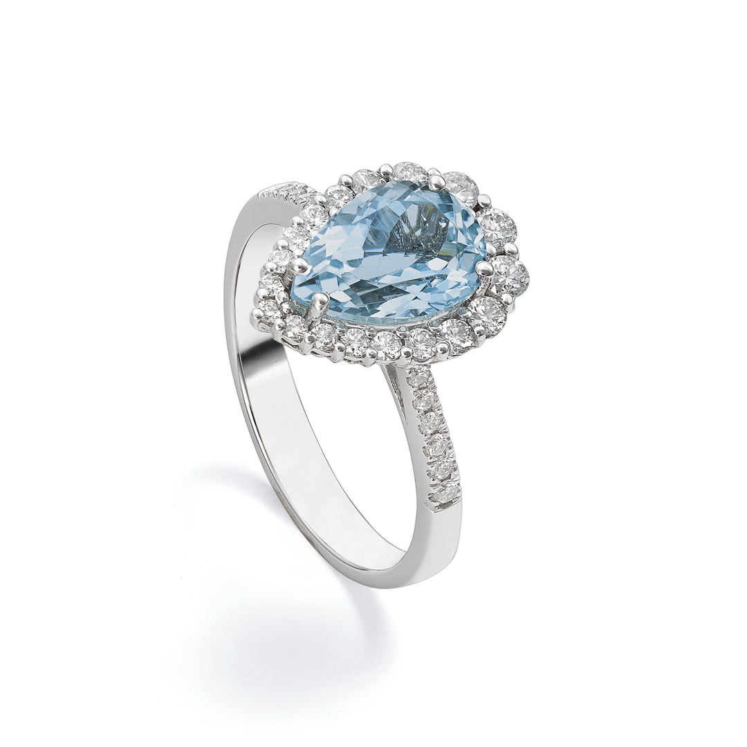 Bague goutte aigue-marine World Diamond Group 10x7 cont. et tige inc ACLC117DIAQ2-22040110129