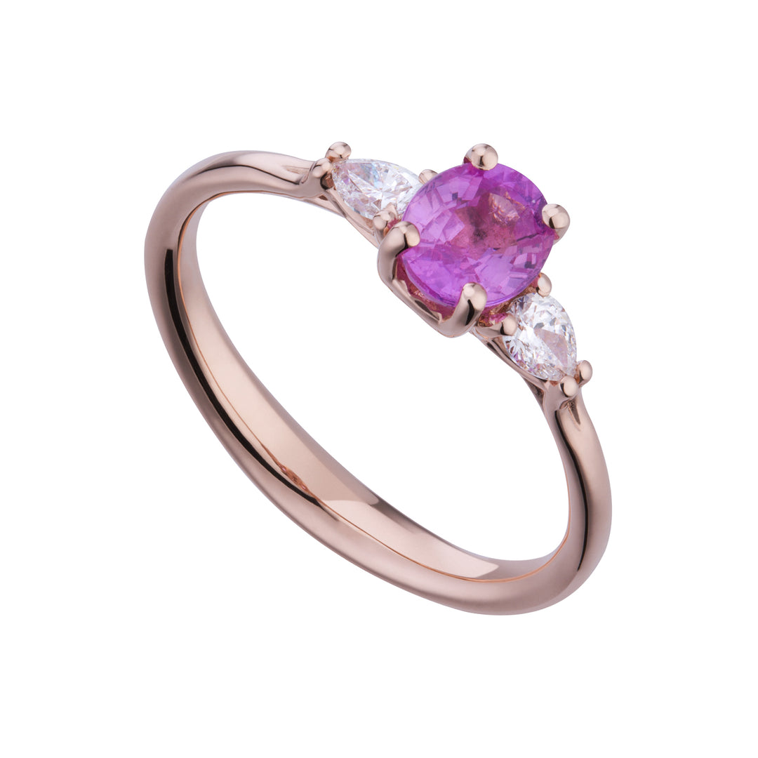 Golay oval pink sapphire ring 8x6 and lat drop diamonds ACL202DIZP68-23072110050