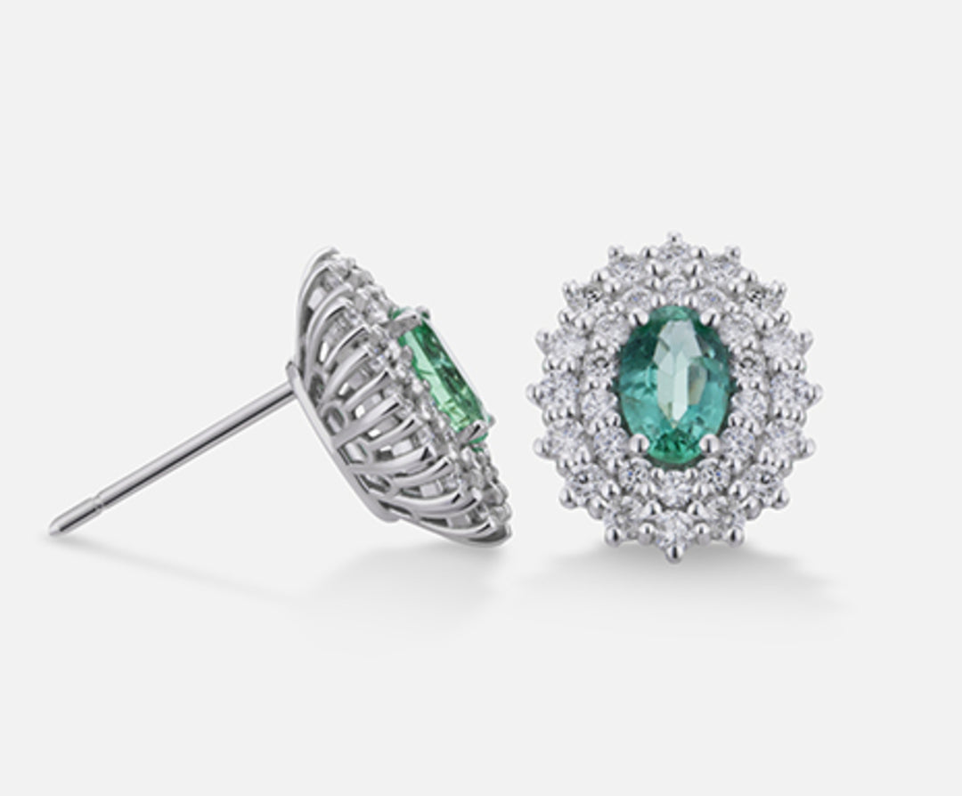 Nihama o esmeralda de 18k no. ovalado 6x4 ct.0.70 dia ct.0.74 NO5039O4SMN070