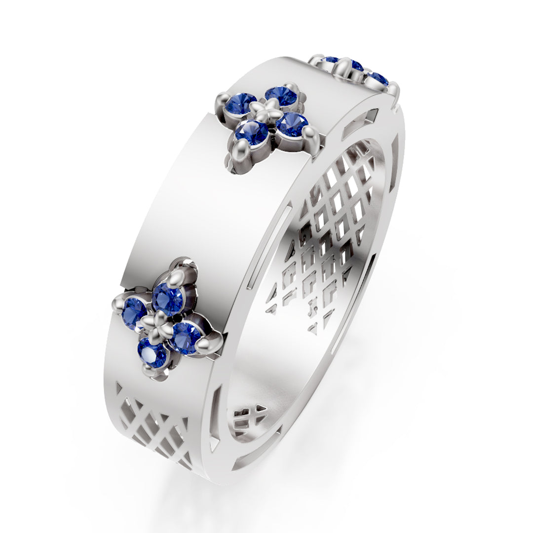Bague demi-ronde avec saphir satiné Golay AFFI04ZBSB