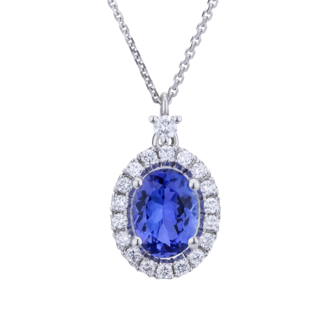 Collar Golay ovalado de tanzanita 7x5 y contorno de diamantes PCL070DITZ3-24030110141