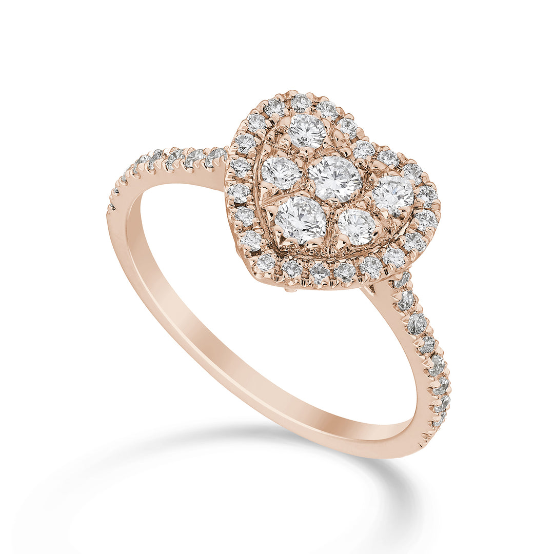 Golay anello multipietra cuore, gambo incassato oro rosa AMPC003DIR-23095110030