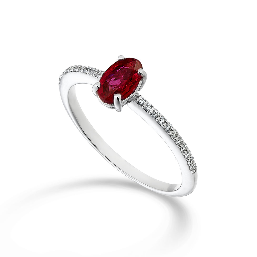 Mikiko un rubí de 18k n. ovalado 6x4 ct.0,46 diam. ct.0.08 MA5102O4RBN046