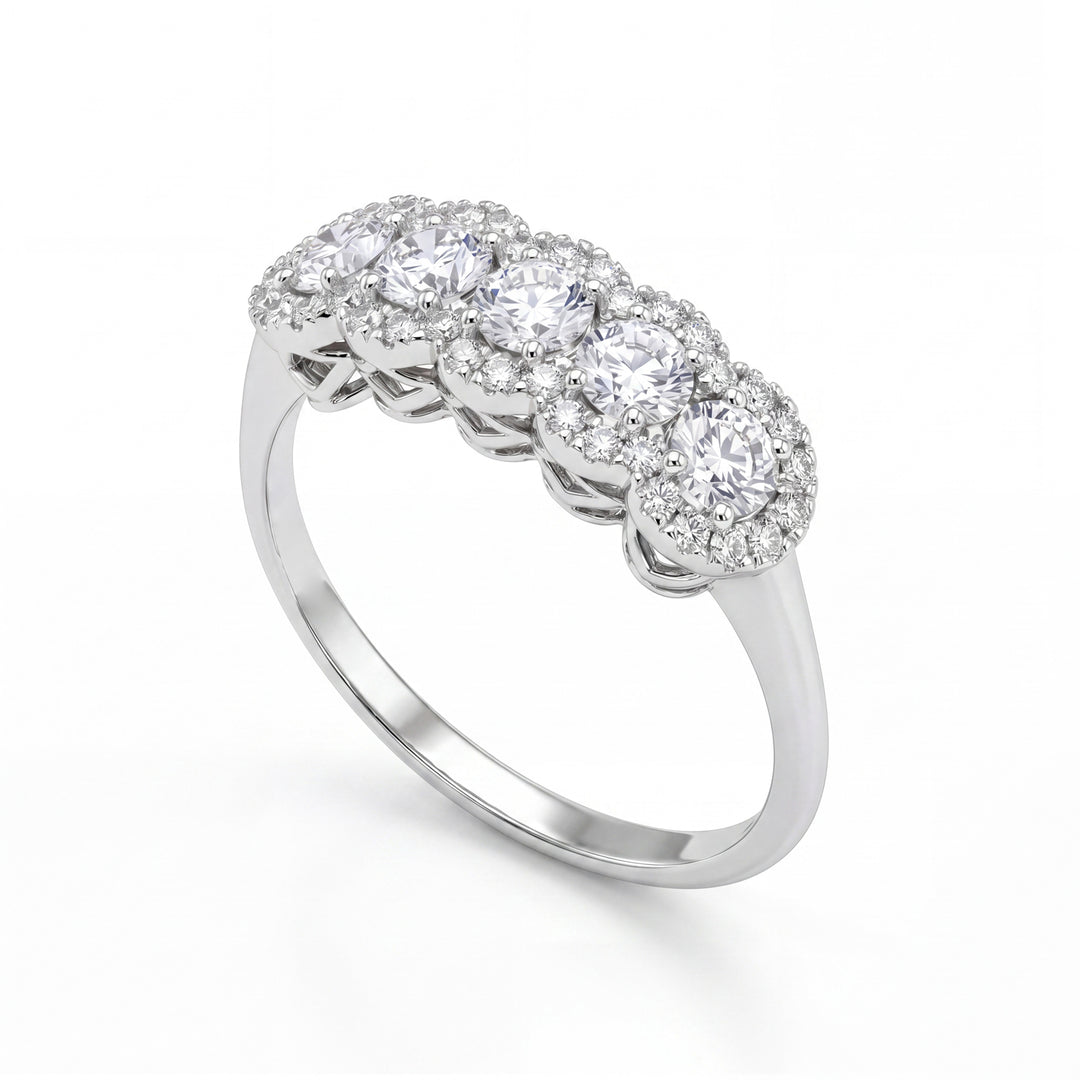 X-Diamond an 18kt riviera lineare cinque pietre lab g.d. tot ct 0,78, cen. ct 0,12x5, contorno condiviso ct 0,18 LXDAR5L877O4BI078
