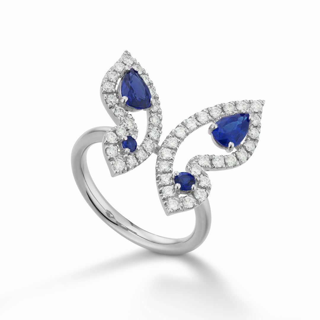 Golay mariposa large butterfly ring with diamonds and sapphires AFFA008DIZB-22258110064