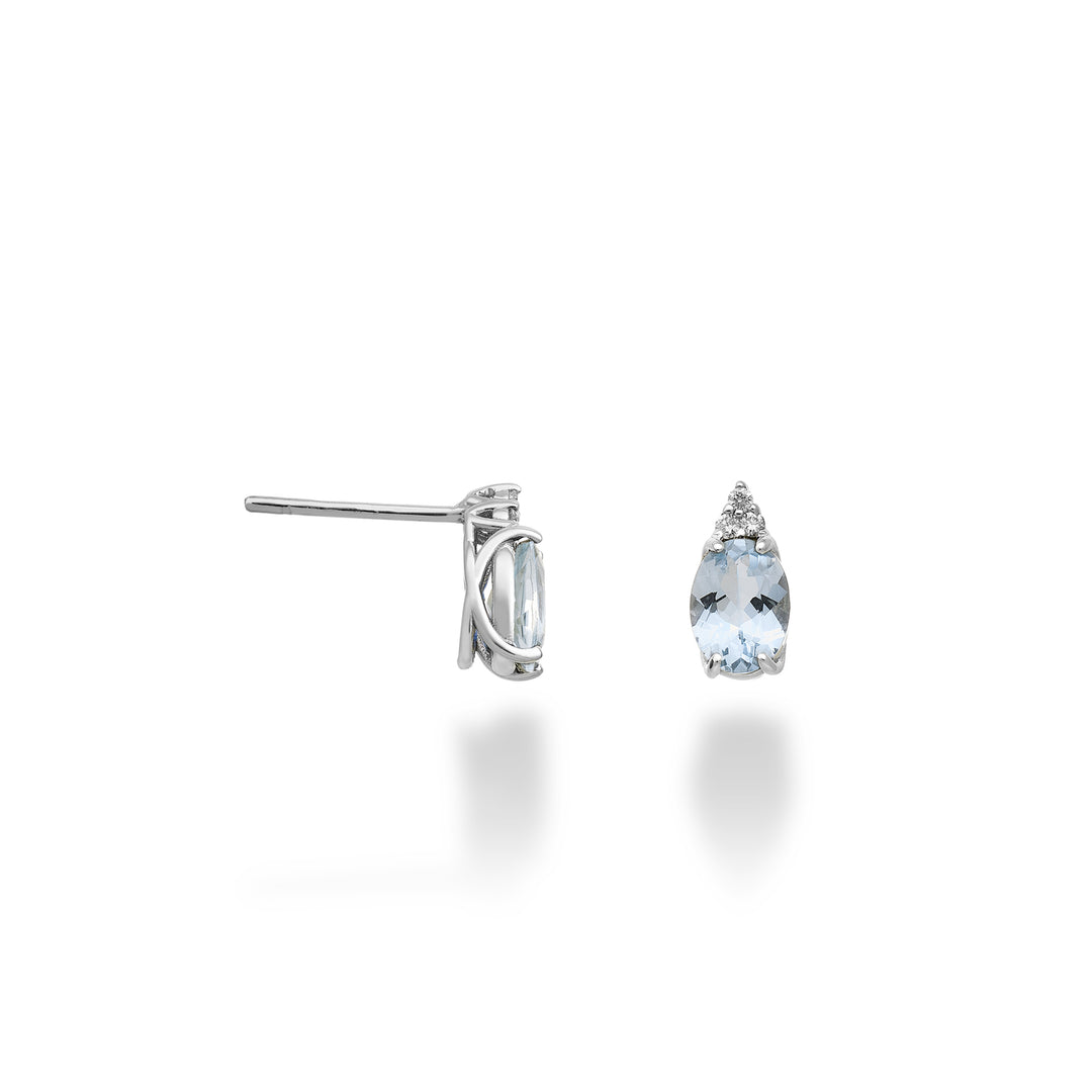 Mikiko ou aigue-marine ovale 18 carats 7x5 et trois diamants MO5172O4AM