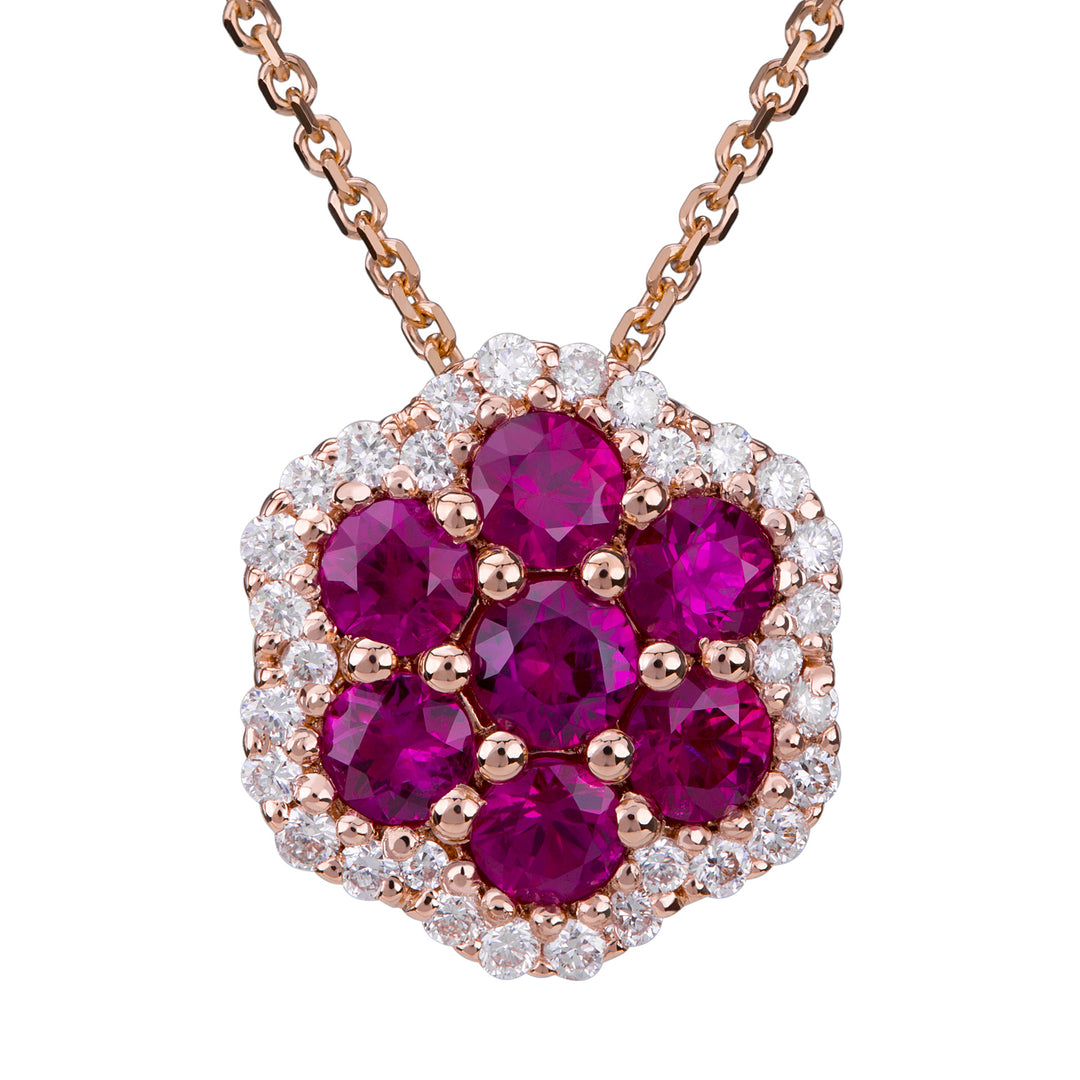 Collar de flores de rubí Golay con contorno de diamantes blancos PPV007DIRU-22258110101