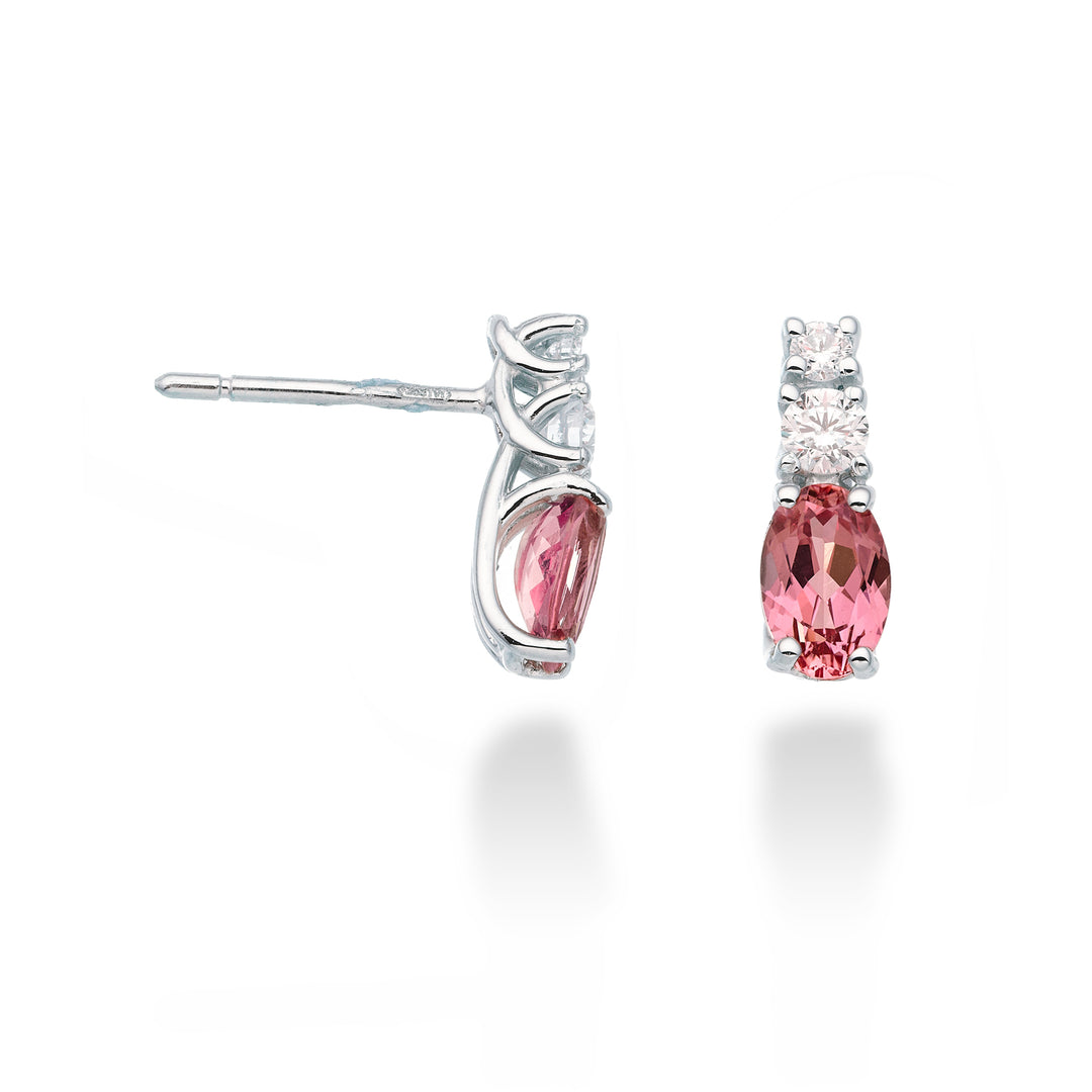 Nihama o zafiro rosa ovalado de 18k 6x4 ct.1.20 dia ct.0.20 NO5035O4ZFRP