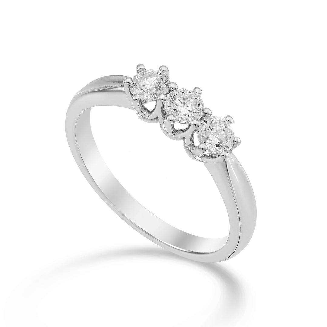 Bague trilogie linéaire Golay avec 6 griffes total ct. 0,75 ATRL046DI075-23145110018
