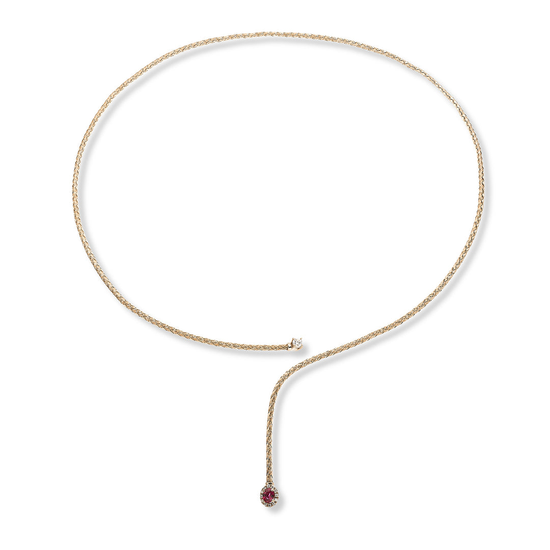 World Diamond Group cl 18k maille rubis naturel ovale 4x3 ct.0,21 diam. Or rose 0,13 ct GDMAGLIA02DIRUO3
