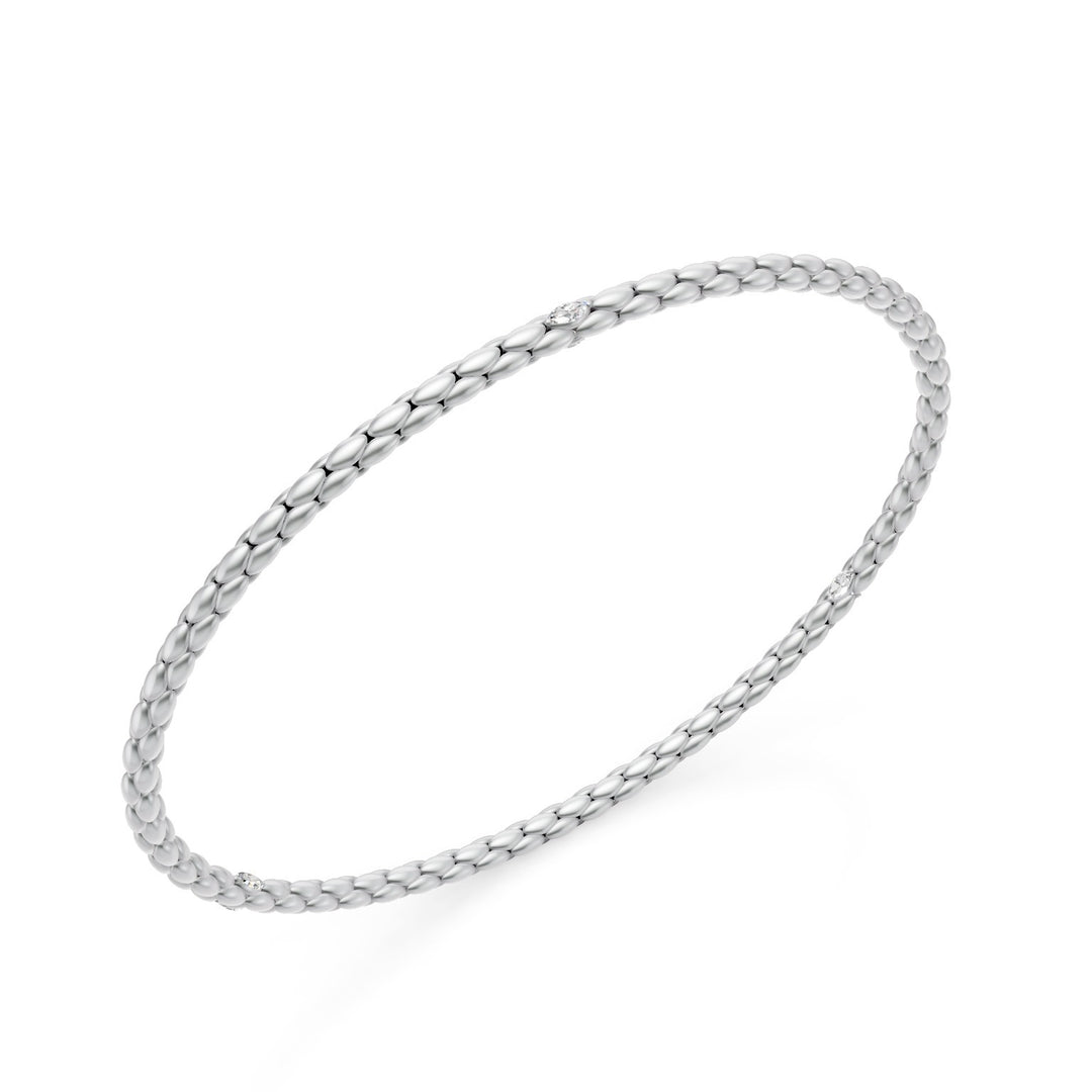 Golay bracciale in platino, con maglia a spiga e tre elementi con due diamanti marquise ognuno 16,5cm GBR039E3PTDI-165