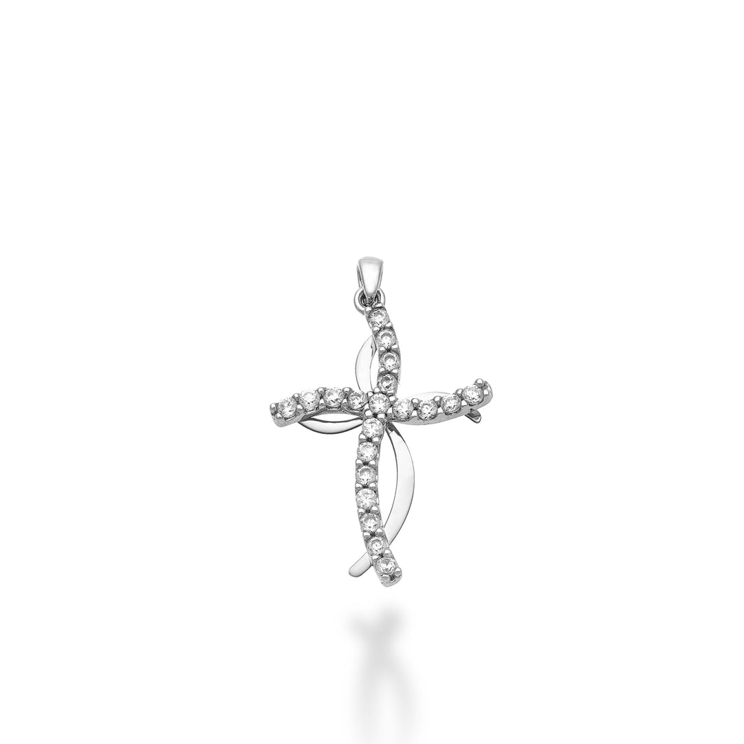 Mikiko pe 18k 0.18 ct white gold cross 1.9 cm MP5012O4BR018