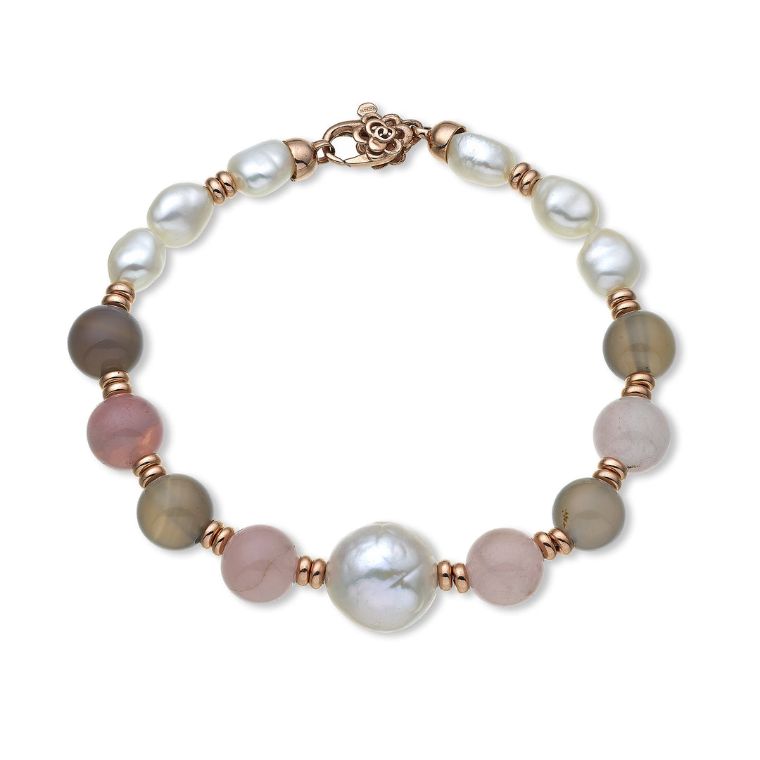 Nihama br ag925 fw bar 6/7 nucl. 11/12 opale rosa e agata grigia 8mm NB7452A3OPALEROSA