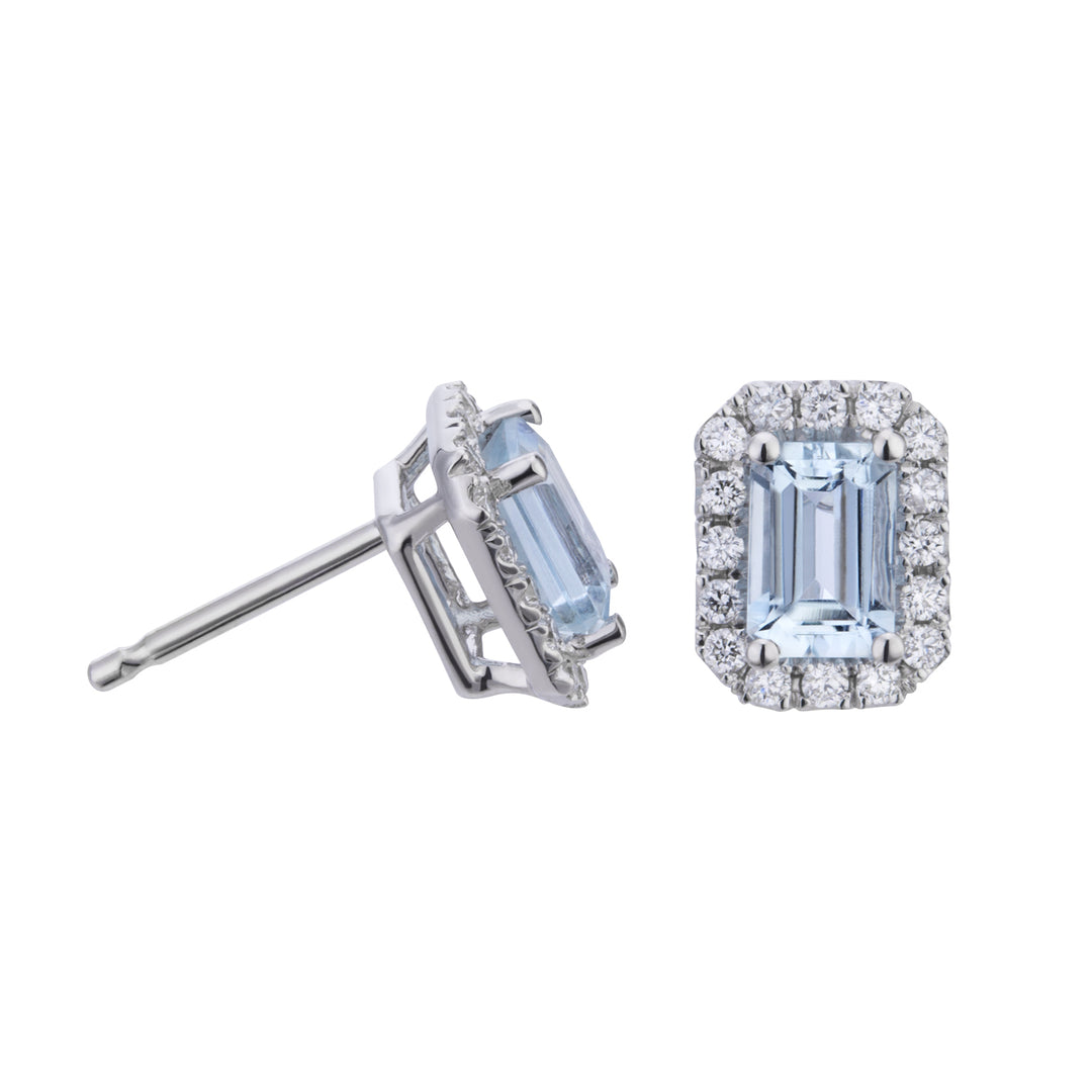 Pendientes octagonales 6x4 de aguamarina y diamantes de World Diamond Group OCL072DIAQ2-22159110171