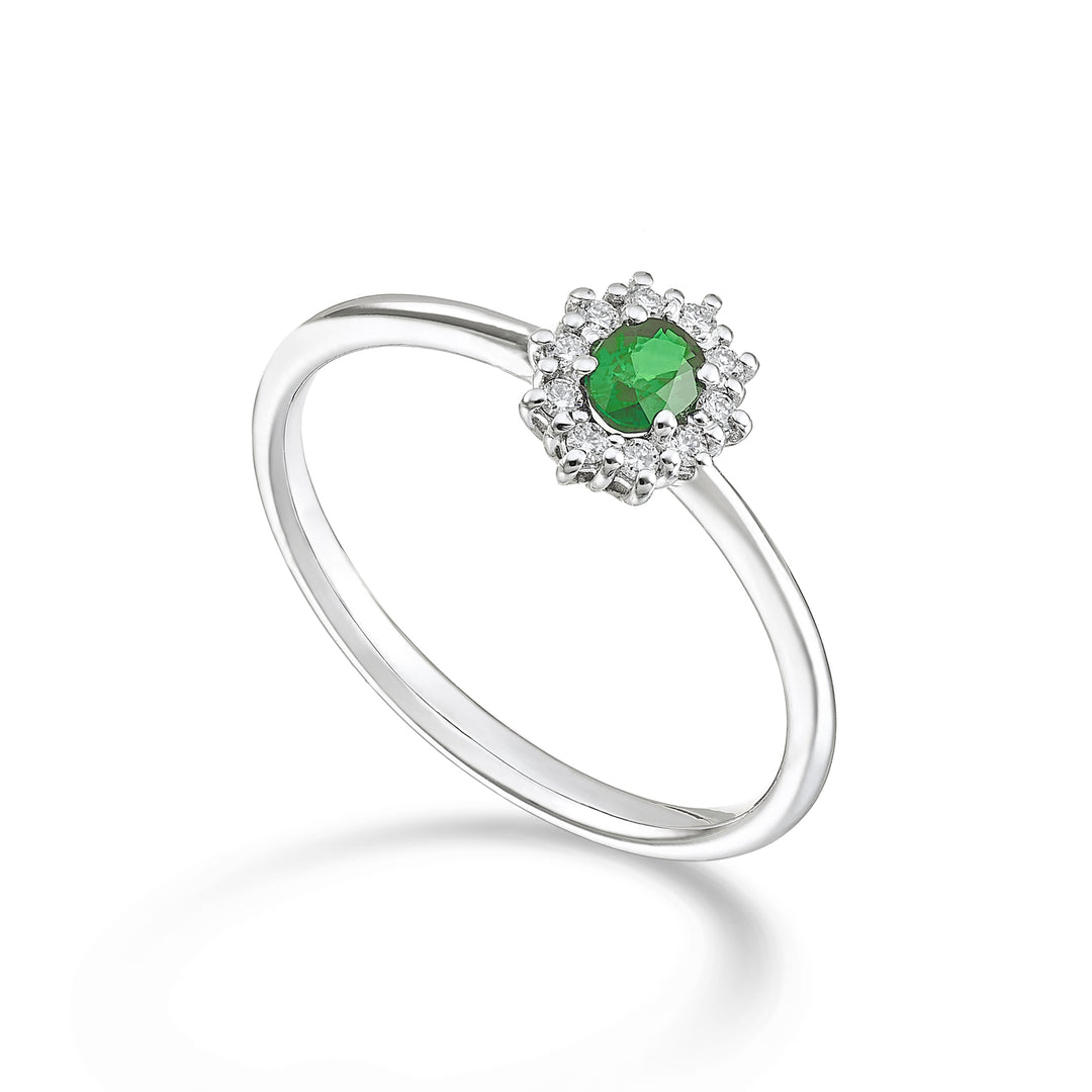 Mikiko un 18k nacional. esmeralda. ovalado 4x3 ct.0,15 diam. ct.0.08 MA5166O4SMN