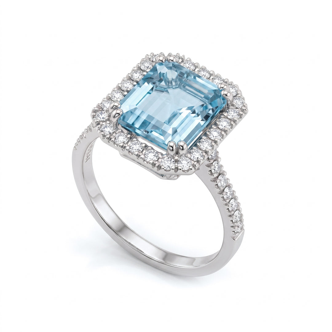 World Diamond Group anello acquamarina ottagonale 10x8 e diamanti ACLC072DIAQ6-23080110063