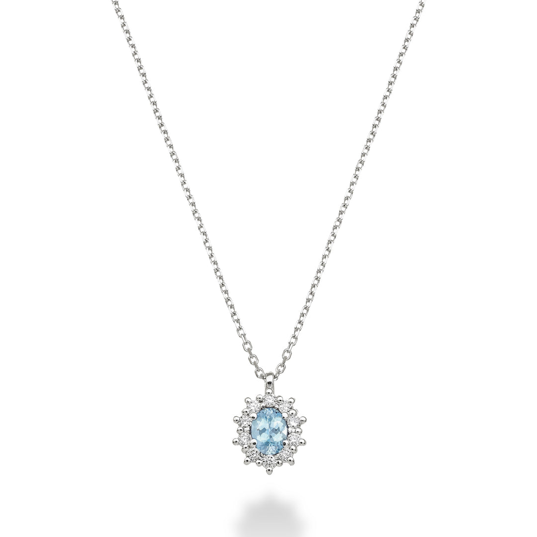 Nihama cl 18k oval aquamarine 4x3 ct.0,14 diam. ct.0.08 ND5125O4AM