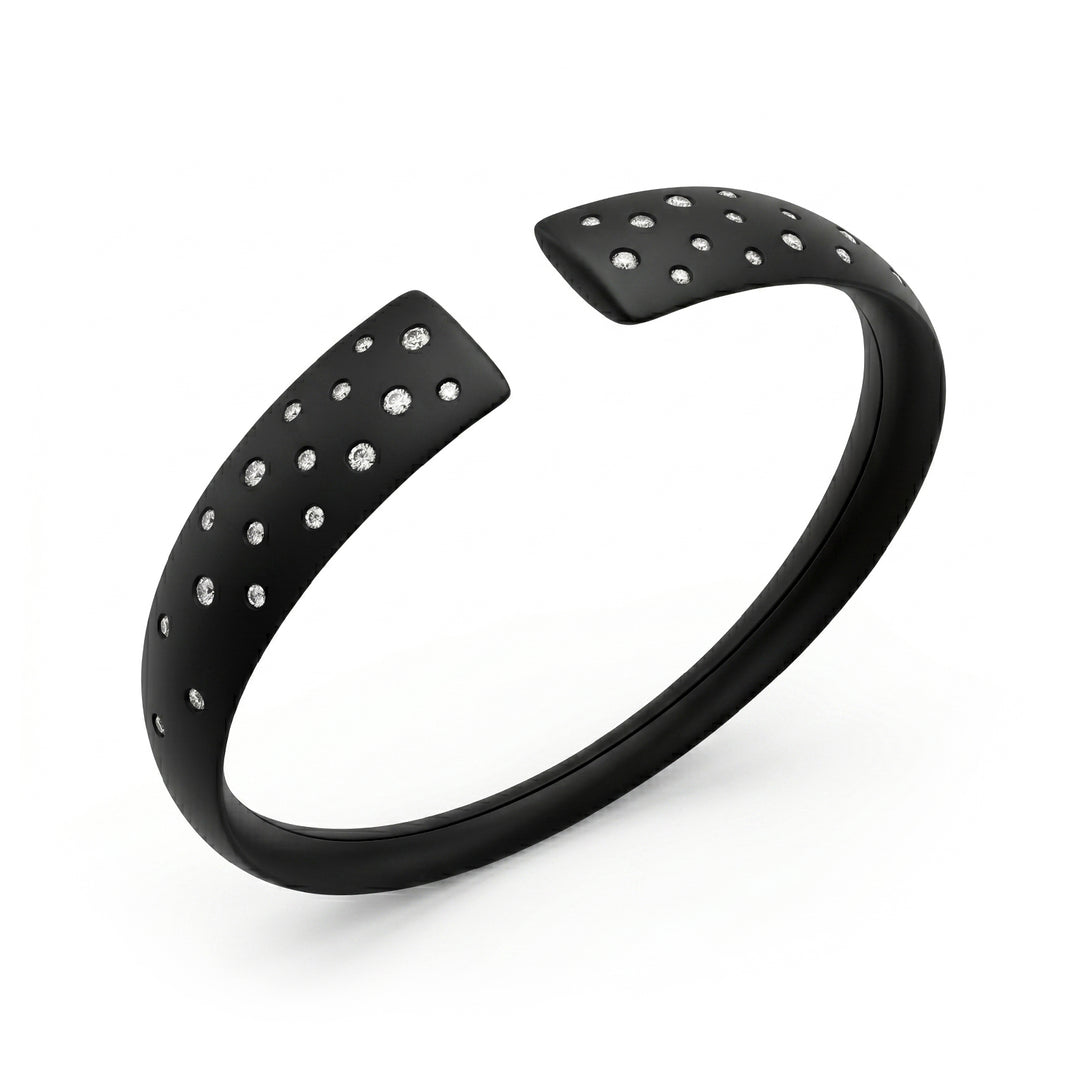 Pulsera esclava de titanio negro Golay con laboratorio g.d. efecto estrellado, tamaño mediano GBR059DINE_M