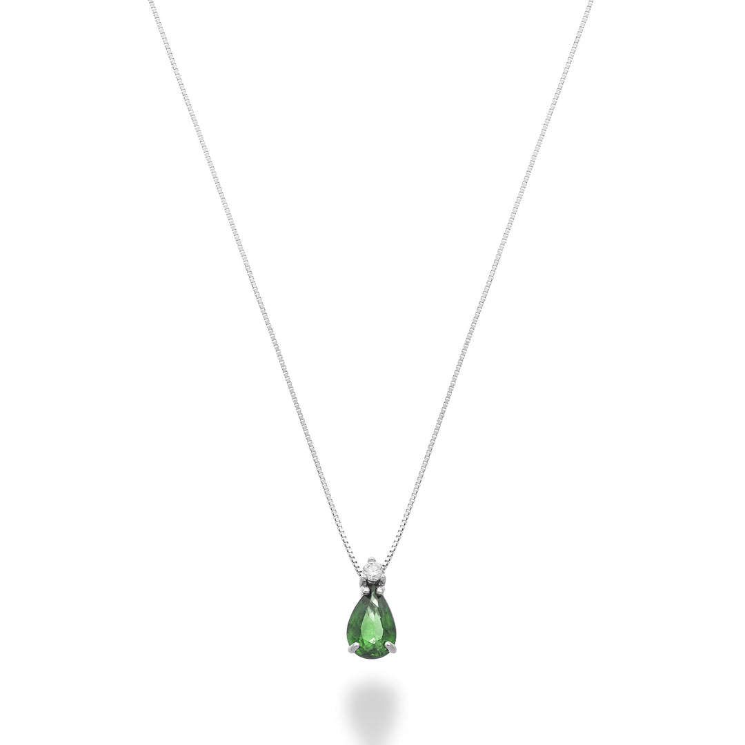 Nihama cl 18k smeraldo n. goccia 6x4 con diamantino ND5191O4SMN032