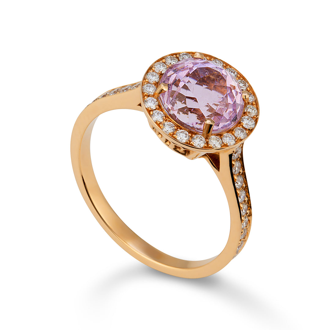 World Diamond Group bague kunzite ronde 8x8 et diamants ACLC71DIKZ1-22186110057