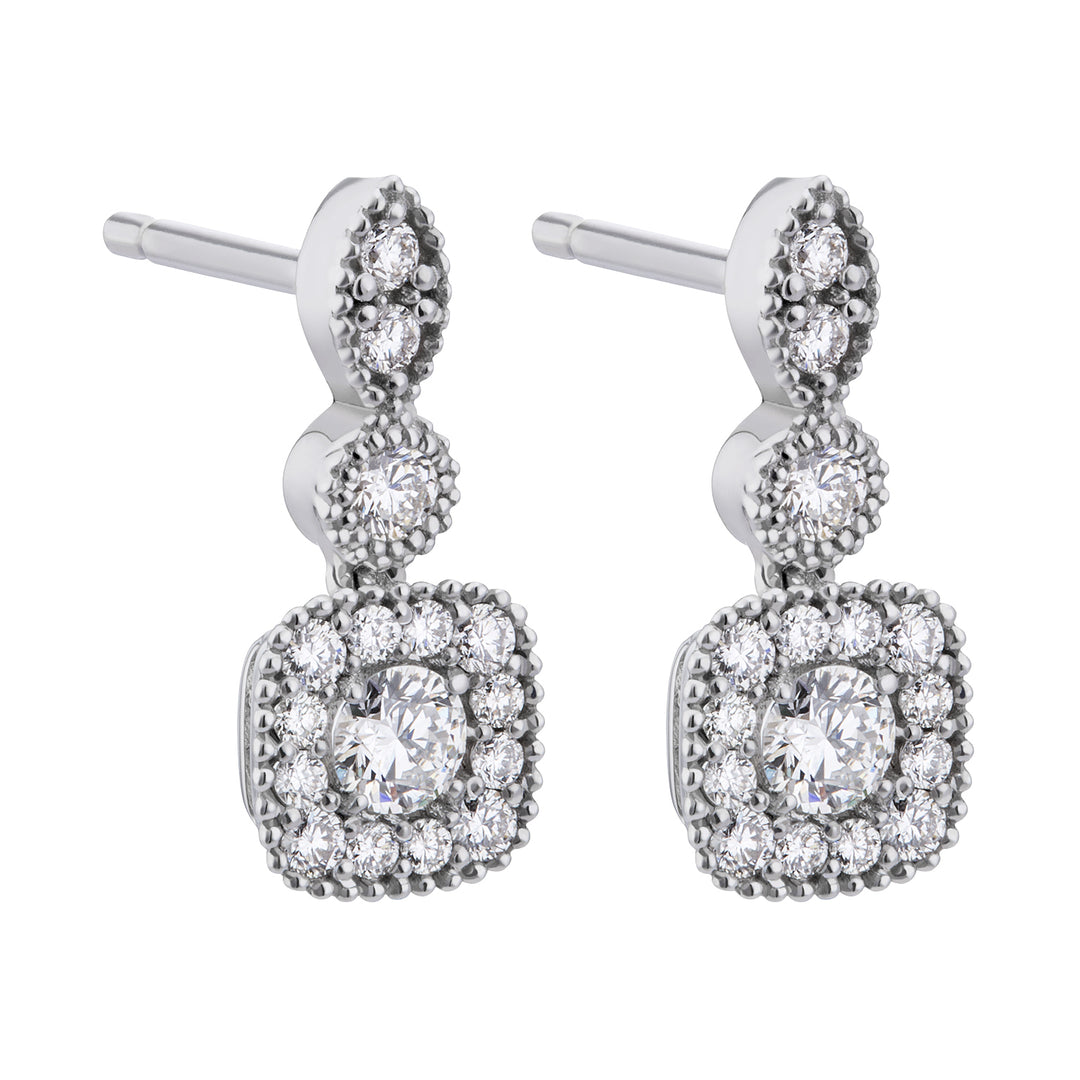 World Diamond Group orecchini pendenti jasmine centrale con contorno OCT026DI4-21056110017