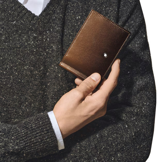 Cartera Montblanc de 6 bolsillos con clip para billetes Meisterstück Marrón degradado 220316