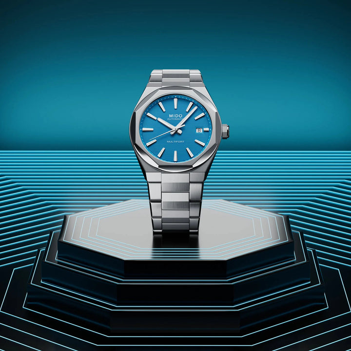Reloj Mido Multifort 8 One Crown turquesa 40mm automático acero M055.507.11.041.00