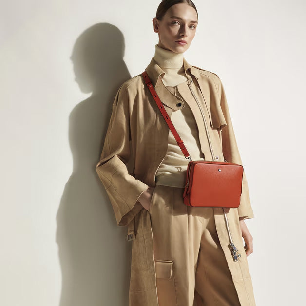 Bolso bandolera Montblanc Sartorial pequeño de piel color mandarina 221576