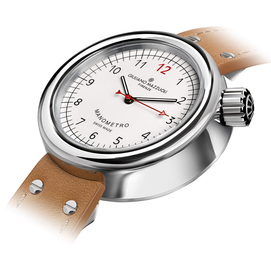Reloj Giuliano Mazzuoli Manómetro 45mm blanco automático acero MRP05N