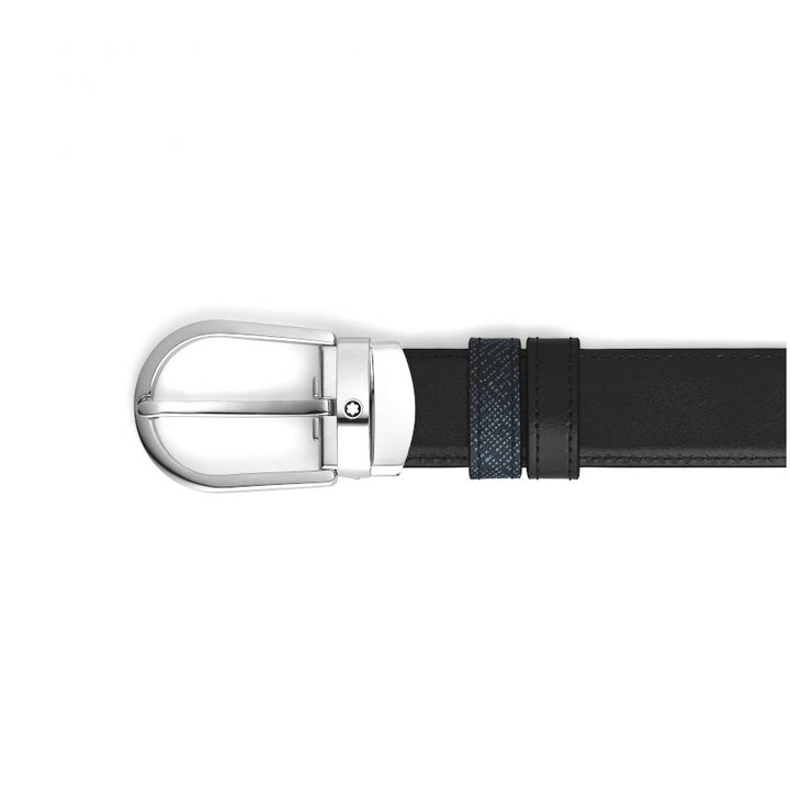 Cinturón reversible Montblanc Tweed azul / negro 220965