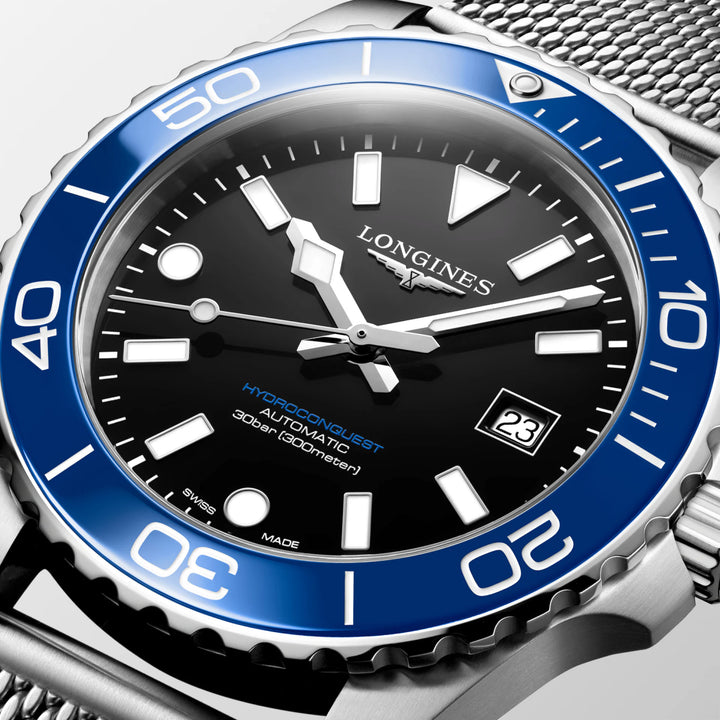 Reloj Longines Hydroconquest 39mm automático de acero negro L3.779.4.90.6